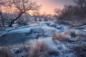 River in Winter Landscape